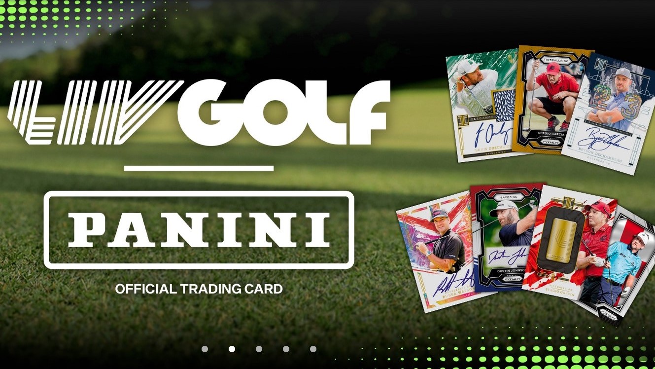 So sehen die Sticker aus: LIV Golf und Sammelkarten-Riese Panini starten ihre Partnerschaft. © paniniamerica