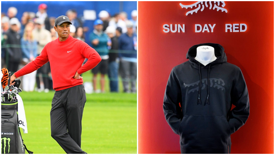 Eine Tradition erhält eine Marke: Tiger Woods im ikonischen Sonntagsrot.