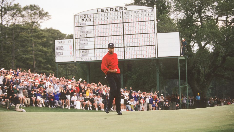 1997: Tiger Woods bei seinem ersten Sieg in Augusta.
| © Sam Greenwood/PGA TOUR