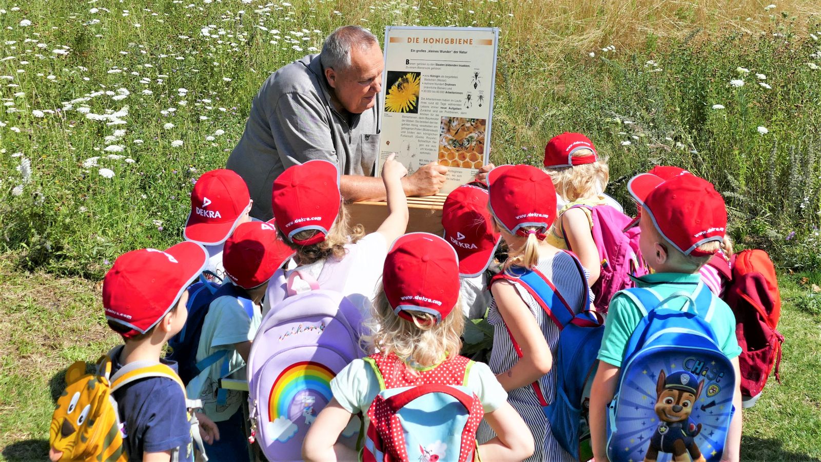 Imker Manfred Ermer erklärte den Kindern alles zum Thema Honigbiene. © DGV/Kirmaier