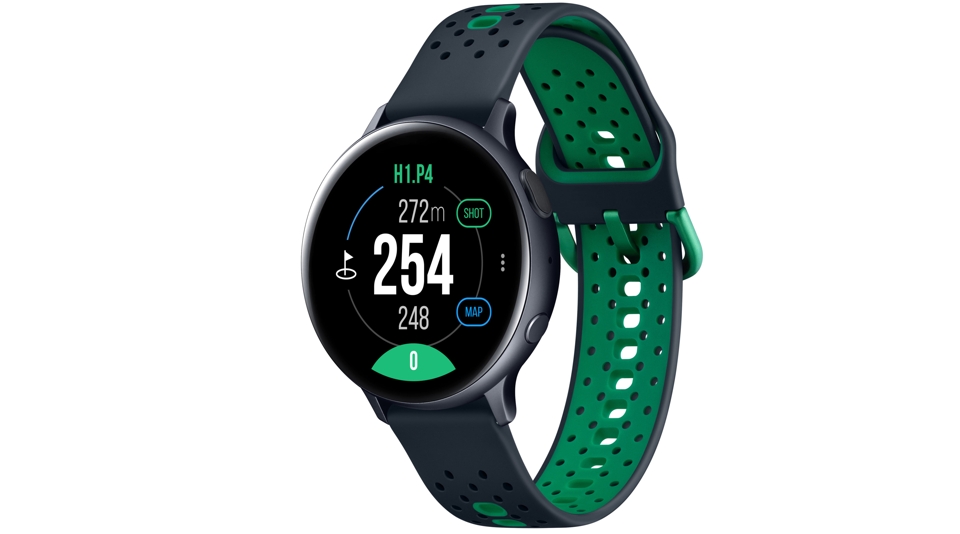 Samsung Galaxy Active2 Golf Edition: Die GPS-Golfuhr bietet alle wichtigen Informationen und verfügt über ein schlankes und sportliches Design. Mehr als 40.000 Golfplätze sind vorinstalliert, die Satellitenansicht ist ein Highlight der Touch-Uhr, die sich auch kabellos laden lässt. Weitere Smartwatch-Funktionen wie die Nutzung von Apps, Alarm, Kalender, Wourkout-Tracking, Heart-, Health- und Sleep-Monitoring oder Push-Benachrichtigungen sind inkludiert. Preis: ca. 350 Euro. Infos unter: www.samsung.com