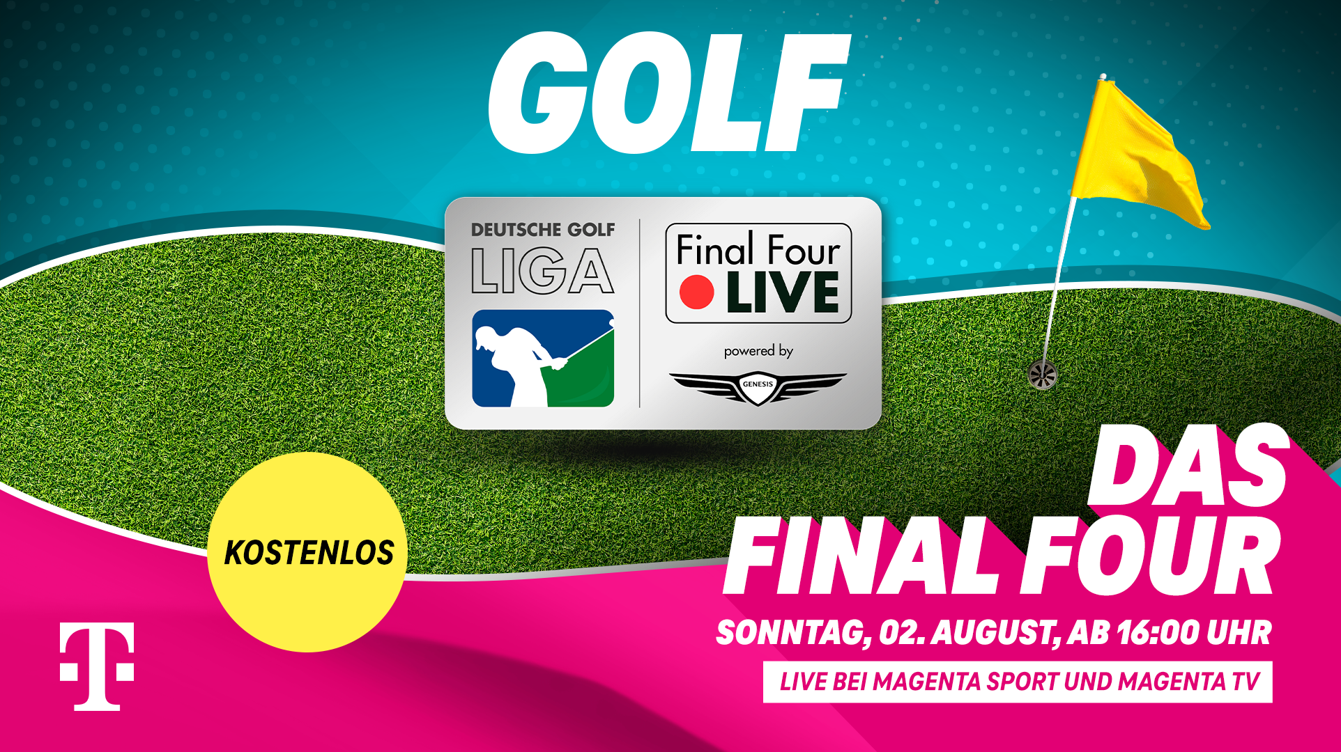 Erstmals live bei MagentaSport: Das Final Four der Deutschen Golf Liga am 2. August 2026 ab 16 Uhr.