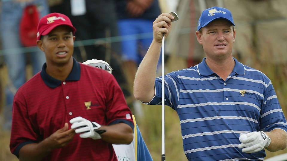 Unvergessenes Duell: Tiger Woods und Ernie Els 2003 im Playoff um den Sieg beim Presidents Cup.