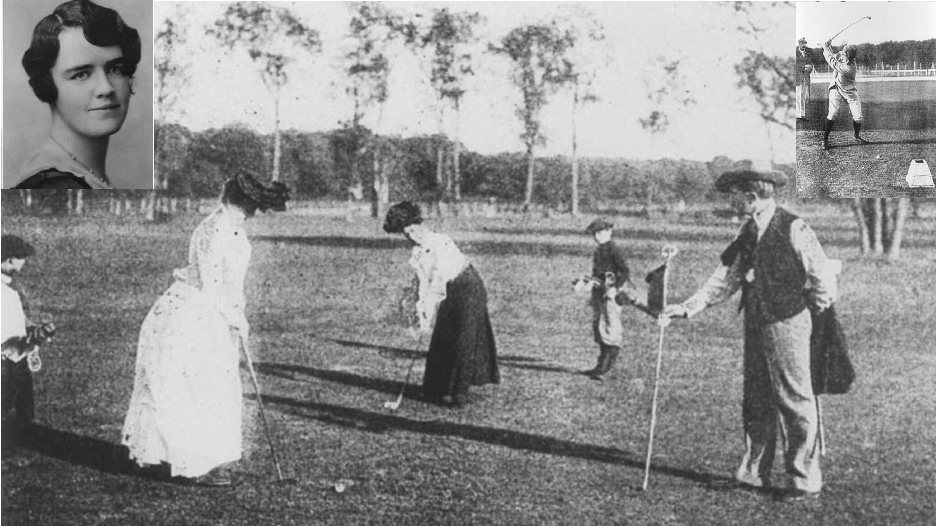 Golf bei den Olympischen Spielen 1900 in Paris: Die ersten Sieger waren Margaret Abbott (l.o.) und Charles Sands (r.o.).