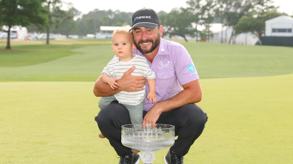 Erster Titel auf der PGA Tour: Stephan Jäger bei der Houston Open mit Sohn Harrison Fritz.