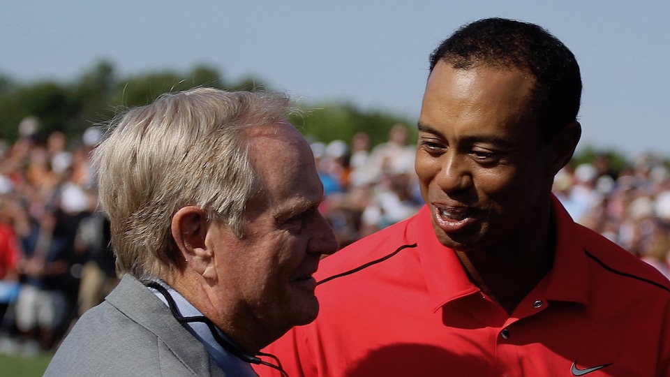 33 Major-Siege unter sich: Nicklaus (18 Titel) mit Tiger Woods (15). | © Getty Images