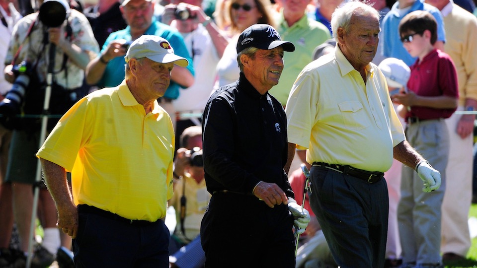 Drei Legenden: Jack Nicklaus, Gary Player und Arnold Palmer 2011 beim Masters in Augusta. | © golfsupport.nl/Jos Linckens