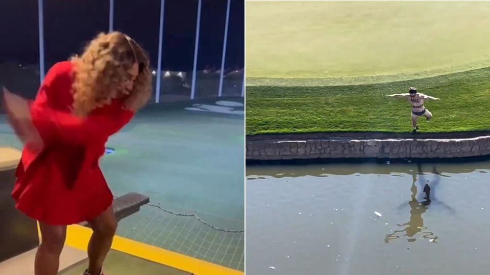 Tennisstar Serena Williams schwingt auf der Range, ein Flitzer in Phoenix hüpft ins Wasser.